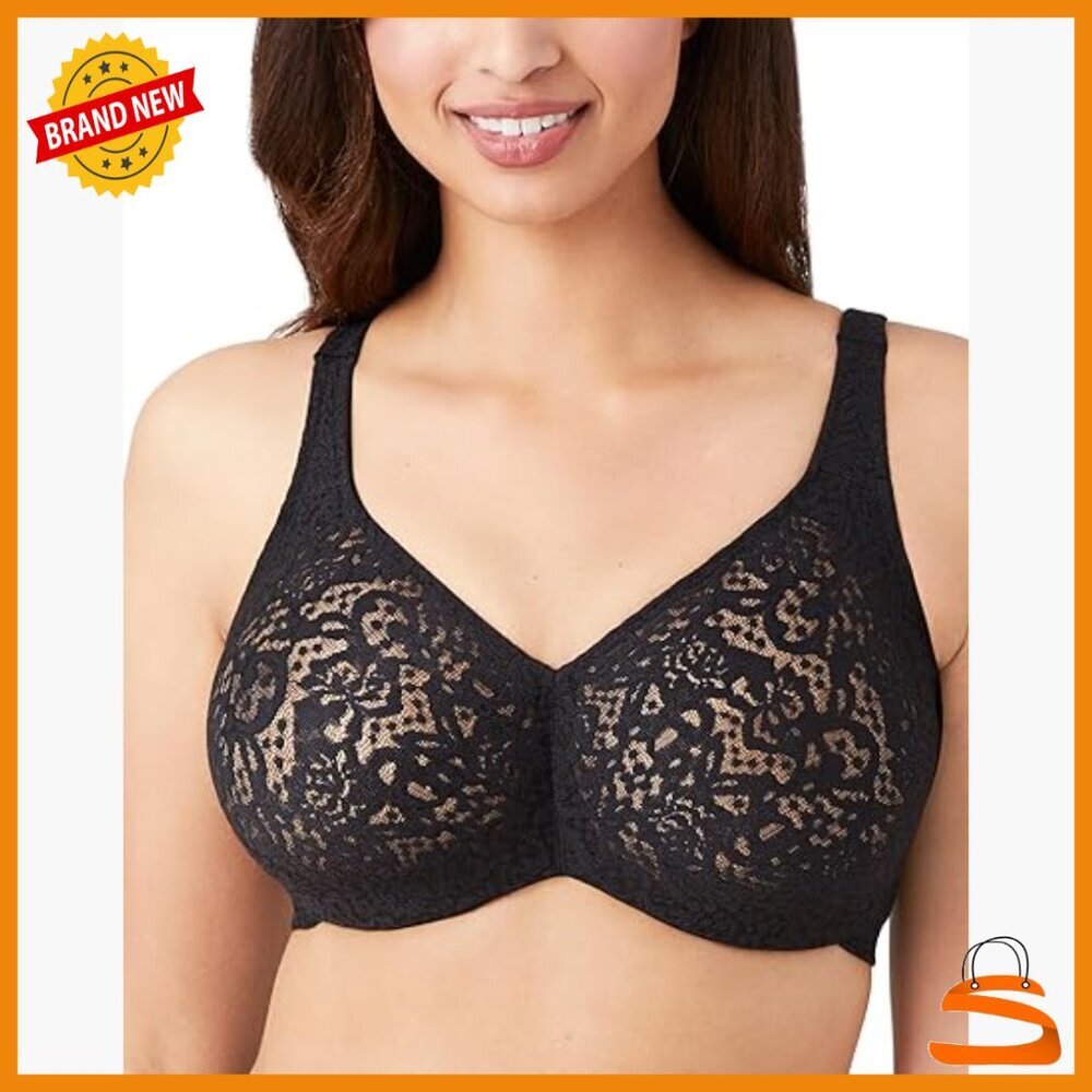 Full Coverage Underwire Bra, Unlined Lace, Seamless, Adjustable Straps